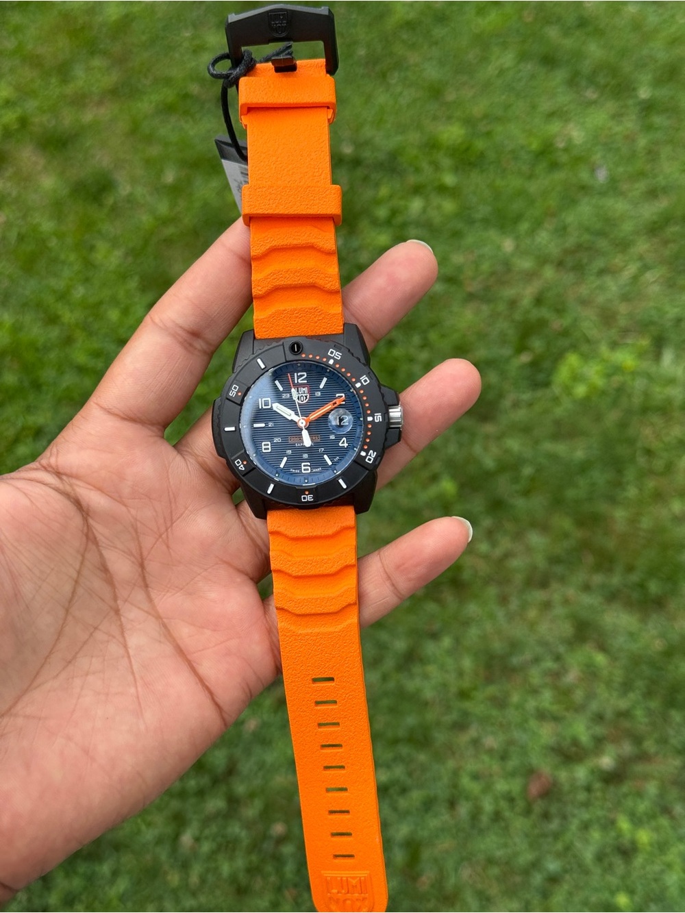 Luminox Navy Blue Dial Orange Strap Tactical mens Watch - Picture 13 of 13